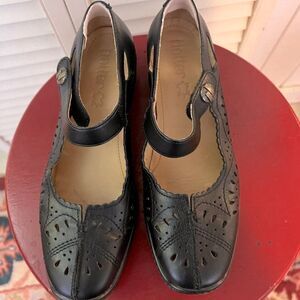 Hotter Black leather Mary Jane flats